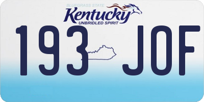 KY license plate 193JOF