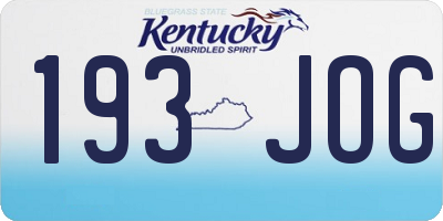 KY license plate 193JOG