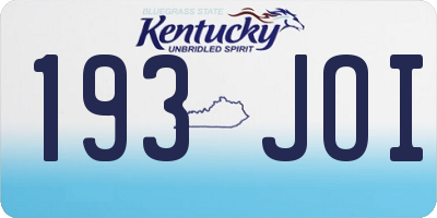 KY license plate 193JOI