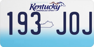 KY license plate 193JOJ
