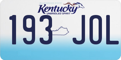 KY license plate 193JOL
