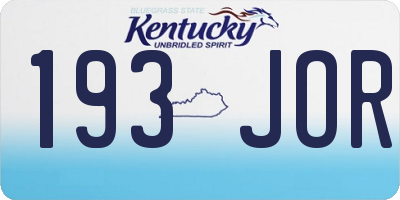 KY license plate 193JOR