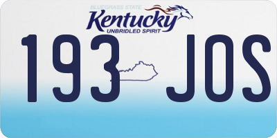 KY license plate 193JOS