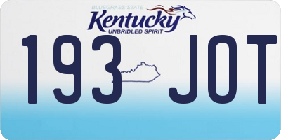 KY license plate 193JOT