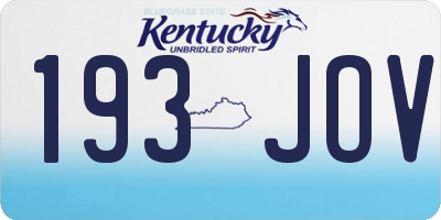 KY license plate 193JOV