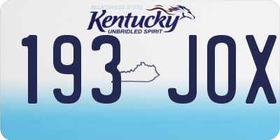 KY license plate 193JOX