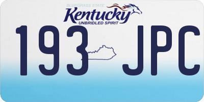 KY license plate 193JPC