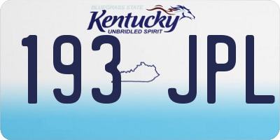 KY license plate 193JPL