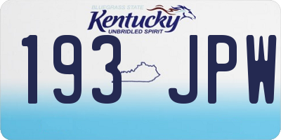KY license plate 193JPW