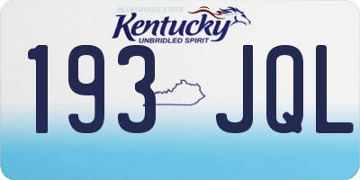KY license plate 193JQL