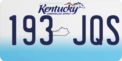 KY license plate 193JQS