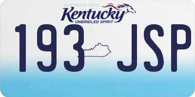 KY license plate 193JSP