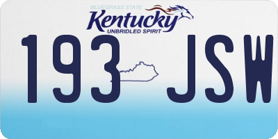 KY license plate 193JSW