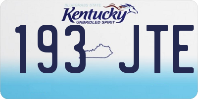 KY license plate 193JTE