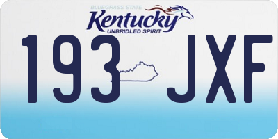 KY license plate 193JXF