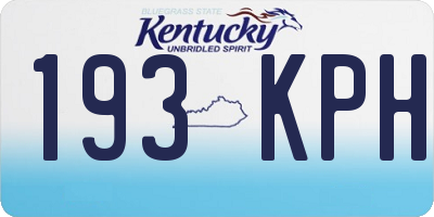 KY license plate 193KPH