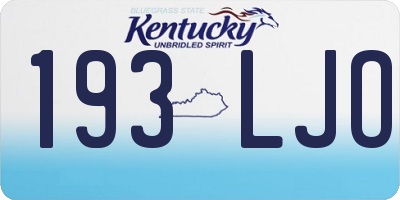 KY license plate 193LJO