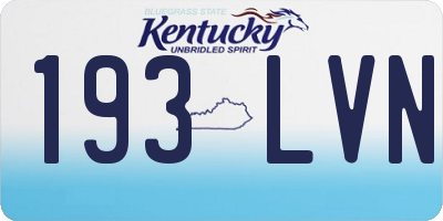 KY license plate 193LVN