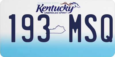 KY license plate 193MSQ
