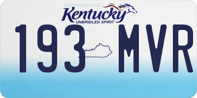 KY license plate 193MVR