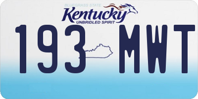 KY license plate 193MWT