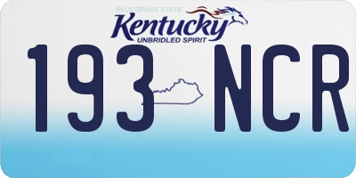 KY license plate 193NCR