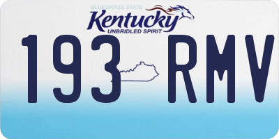 KY license plate 193RMV