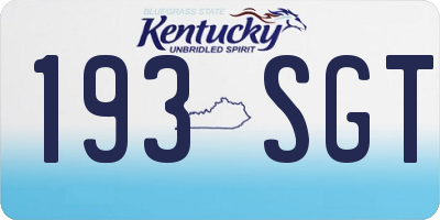 KY license plate 193SGT