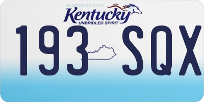 KY license plate 193SQX
