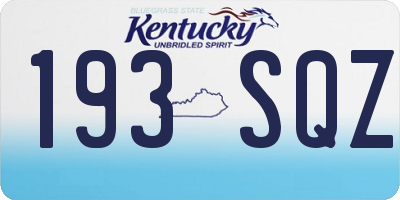 KY license plate 193SQZ