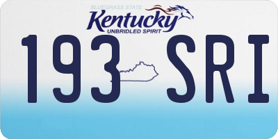 KY license plate 193SRI