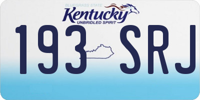 KY license plate 193SRJ