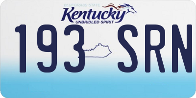 KY license plate 193SRN