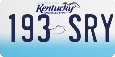KY license plate 193SRY