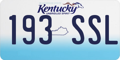 KY license plate 193SSL