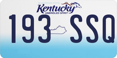 KY license plate 193SSQ