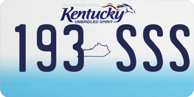 KY license plate 193SSS