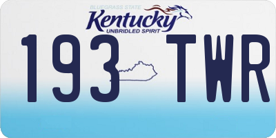KY license plate 193TWR