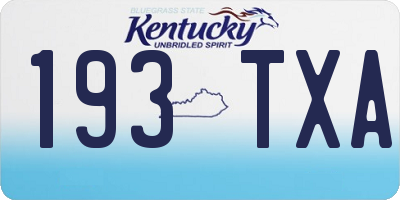KY license plate 193TXA