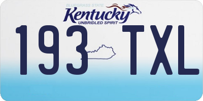 KY license plate 193TXL