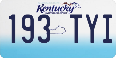 KY license plate 193TYI