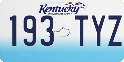 KY license plate 193TYZ