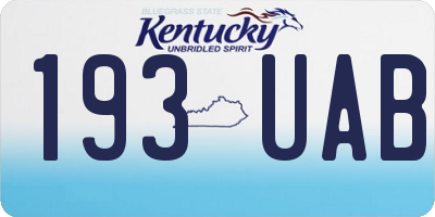 KY license plate 193UAB