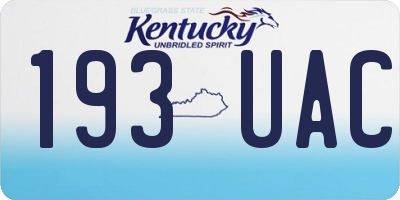 KY license plate 193UAC