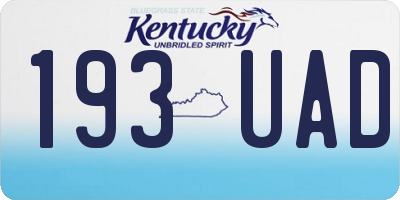 KY license plate 193UAD