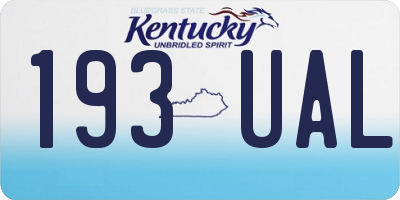 KY license plate 193UAL