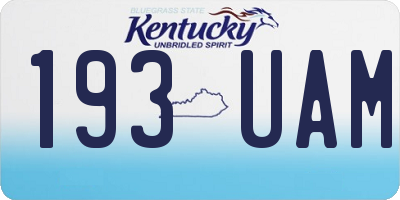 KY license plate 193UAM