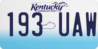 KY license plate 193UAW