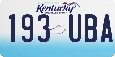 KY license plate 193UBA