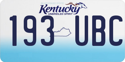 KY license plate 193UBC
